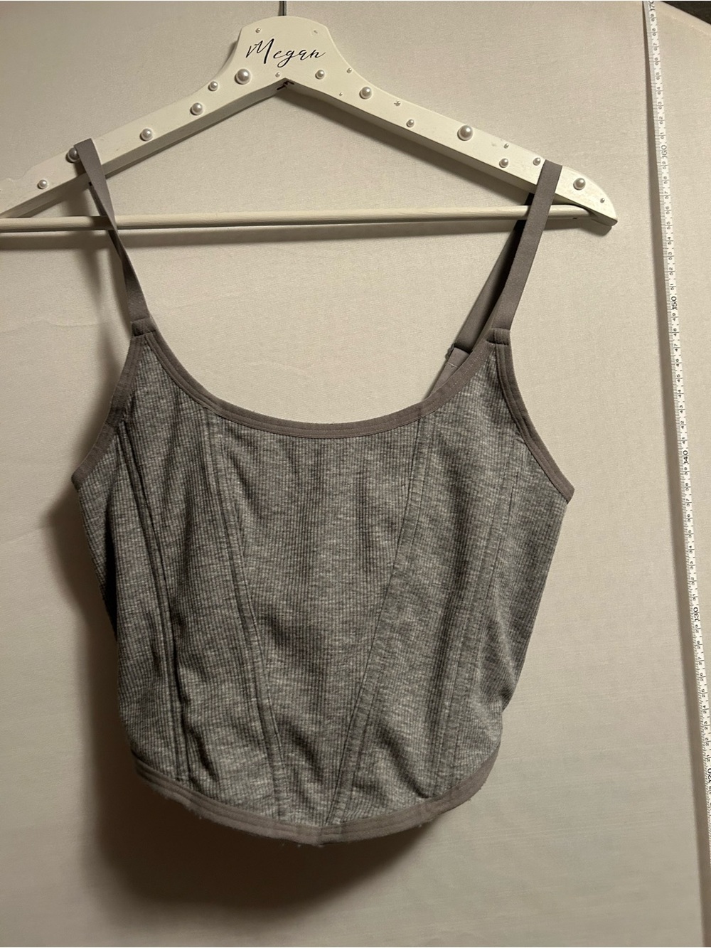 Colsie Gray Ribbed Camisole with Seam Detail